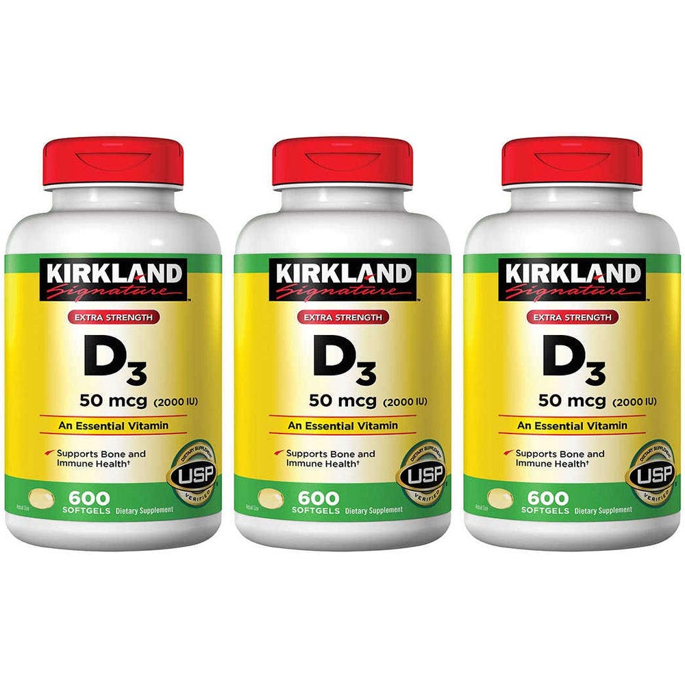 Kirkland podpis Največja moč Vitamin D3 2000 I.U. , Pakiranje 3