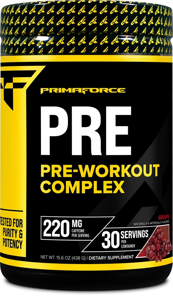 Primaforce predworkout Kompleksni prašek (Grape, 30 Serving) - Fitness dodatek za rutinsko izboljšanje vadbe, 438g