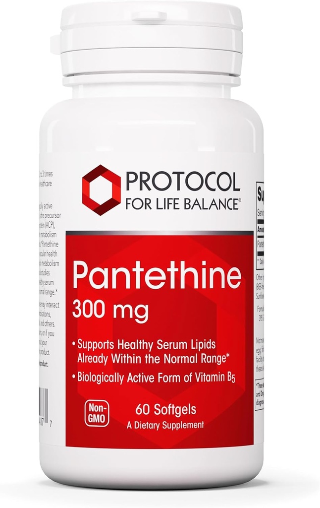 Protokol Pantetin 300mg - Aktivna oblika vitamina B5 - Jetrna podpora* - Podpora Holesterol že v normalnem razponu* - Pantetin Vitamin dodatek - 60 Softgels
