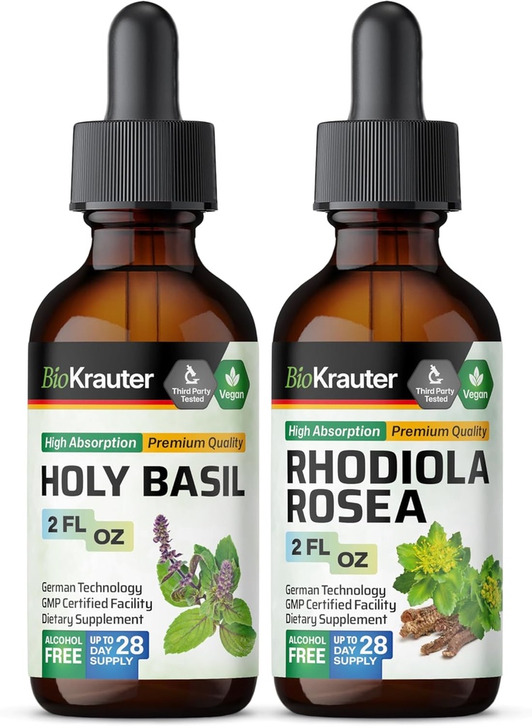 BIO KRAUTER Sveti Bazilij Tinktura 2 Fl. Oz. & Rhodiola Rosea Tinktura 2 Fl. Oz.