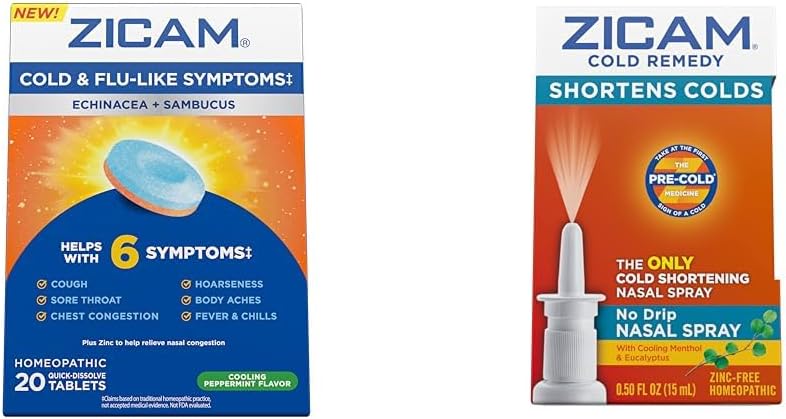 Zicam Cold & gripa Simptomi 20 Tablete in pršilo brez dripa