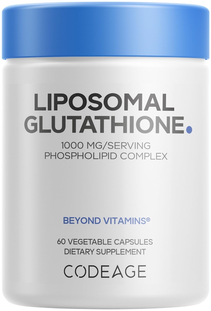 Koda Liposomski glutation 1000 mg dodatek, visokopotezni zmanjšani L-glutation - liposomska dostava - fosfolipidi - ne-GMO, Gluten-free - 60 kapsul