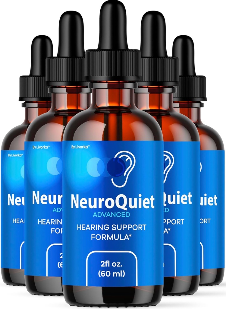 (5 Pack) NeuroQuiet kapljice - Uradna NeuroQuiet Dnevna podpora za sluh vse naravne čiste tekočine Napredna formula za zdravje ušesa, slušne jasnosti in notranje uho bilance pregledi, 5 steklenice za 5 mesecev