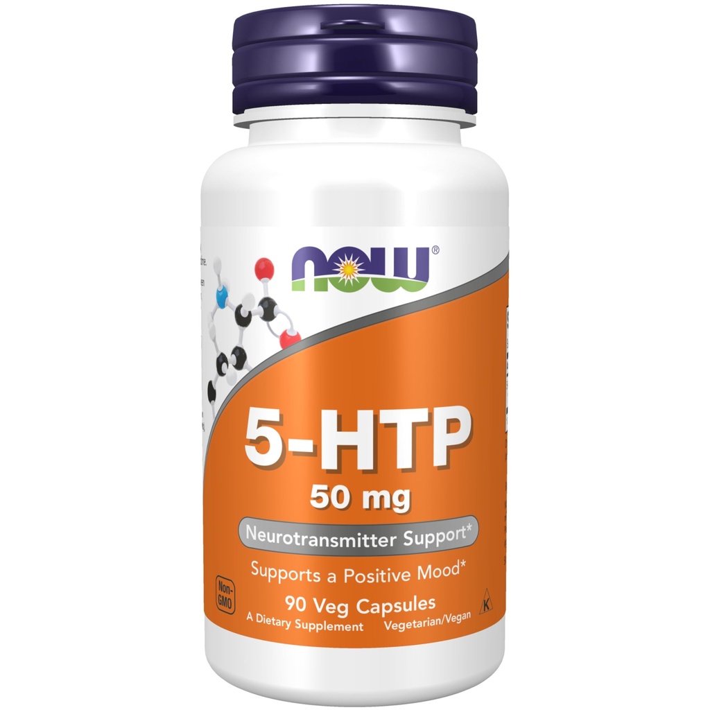 NOW Food Supplements, 5-HTP (5-hidroksitriptofan) 50 mg, Nevrotransmiter Support*, 90 Veg kapsule
