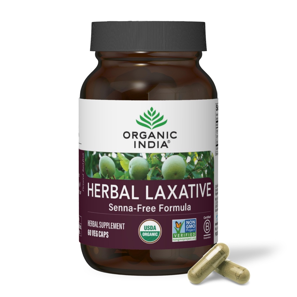 ORGANIČNA INDIA Zeliščni dodatek – naravna odvajala za zaprtje, zeliščne odvajalne kapsule, zaprtje za ženske in moške - USDA Certified Organic, Non-GMO, Vegan - 60 kapsul