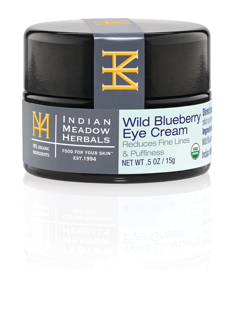 Indian Meadow Zelišča Wild Blueberry Eye Cream (.5oz) - Pod oko krema za Puffy oči in fine linije – Anti-Aging Eye Care w/Organic Zelišča, Oils