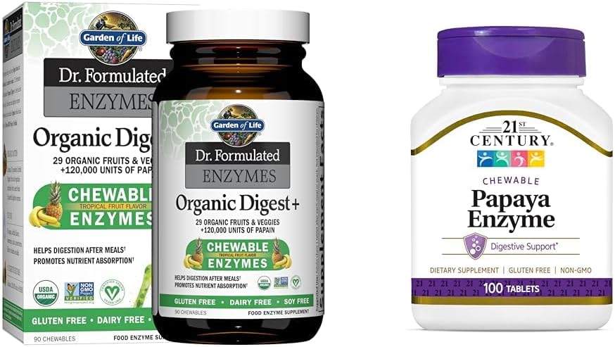Vrt življenja Dr Formulirane prebavne encime z Papain, Bromelain & 21st Century Papaya Enzyme Žvečljive tablete, Tropsko, 100 Število