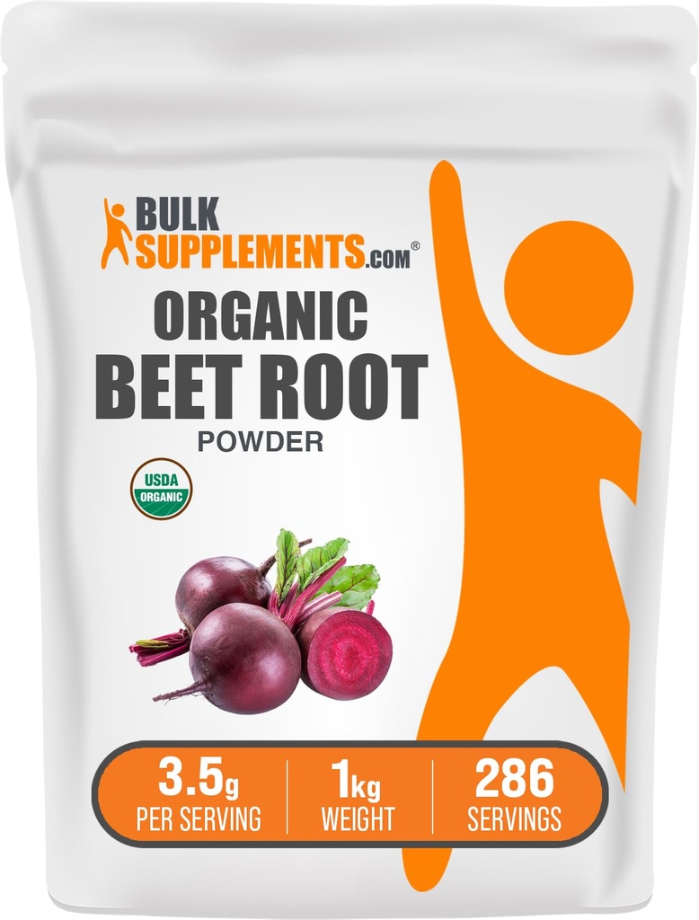 BulkSupplements.com Organic Beet Root Powder - Superfood Supplements, Beet Root Supplements - Vegan & Gluten Free, 3,5g na Serving, 1kg (2,2 lbs) (Pack of 1)