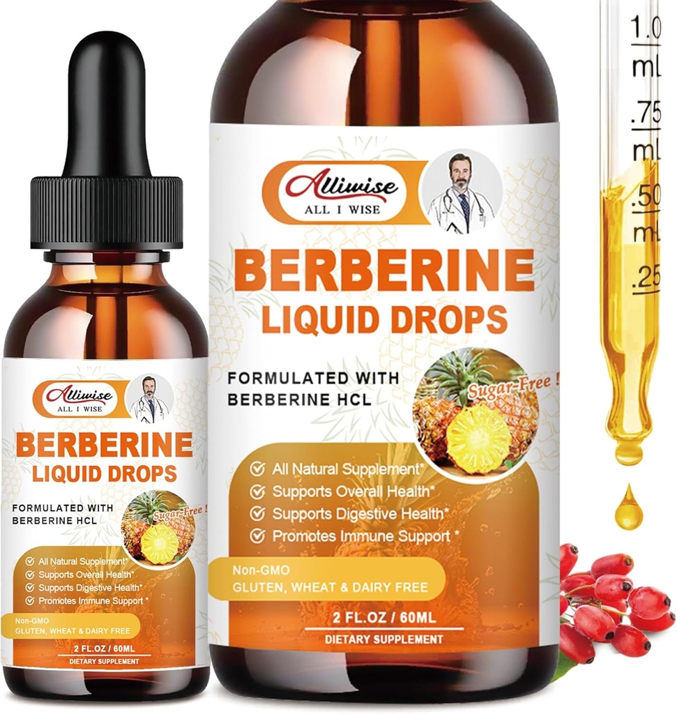 Berberine dodatek tekoče kapljice s Ceylon Cinamon, Bitter Melon za imunski sistem in Premium Berberine 1500mg s Pure Ceylon Cinamon