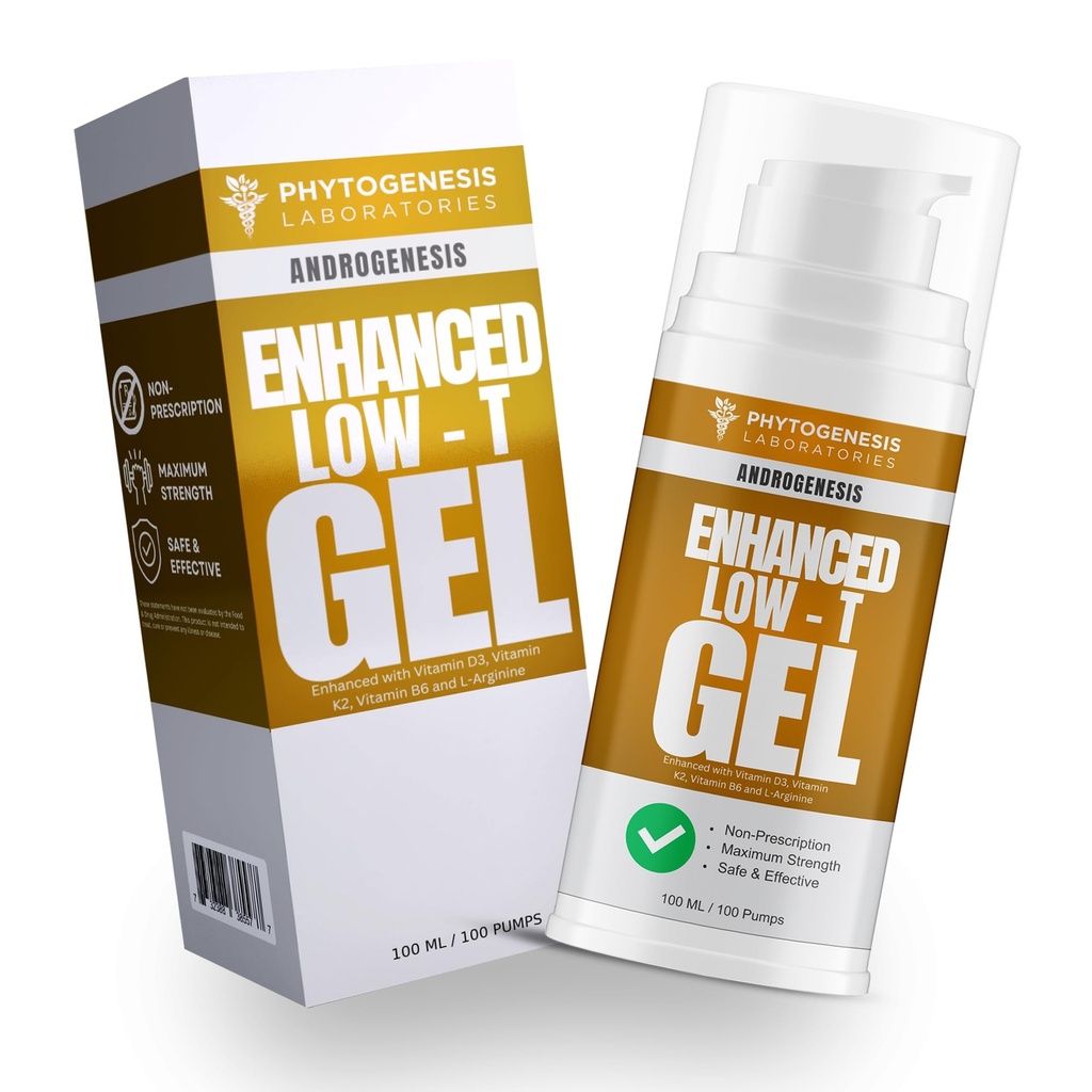 Izboljšana Formula – Nizka T podpora Gel – T Booster za moške – Muscle Recovery, Energy Booster, zdravo staranje – Zdaj z vitamini D3, K2, B6 in L-Arginin