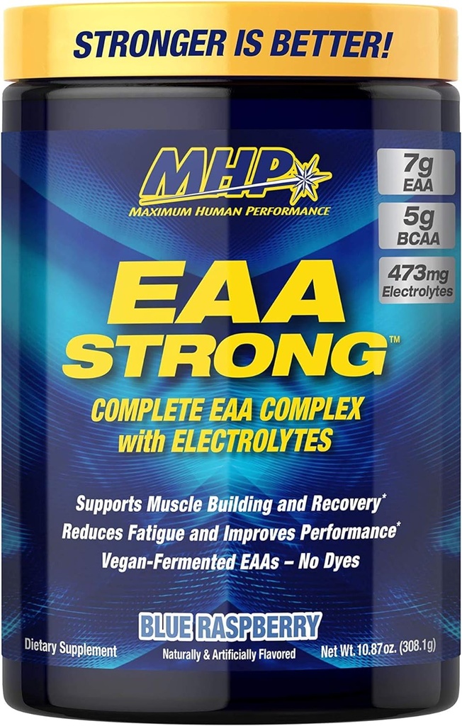 Največja človekova zmogljivost Mhp Eaa Strong, Aminokisline dopolnila, Vse 9 Esencialne aminokisline, Bcaas, Elektroliti, Modra malina, 1.2 Pound
