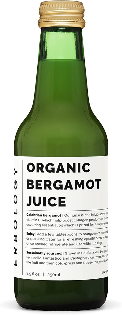 100% Organic Bergamot Juice 250ml (Škatlica 12) - Podpira Kolagen proizvodnje - bogata z bioaktivnimi aromanoidi - Naravnost iz kmetije v Italiji - Nerazredčen - Brez dodanega sladkorja - Ne-GMO