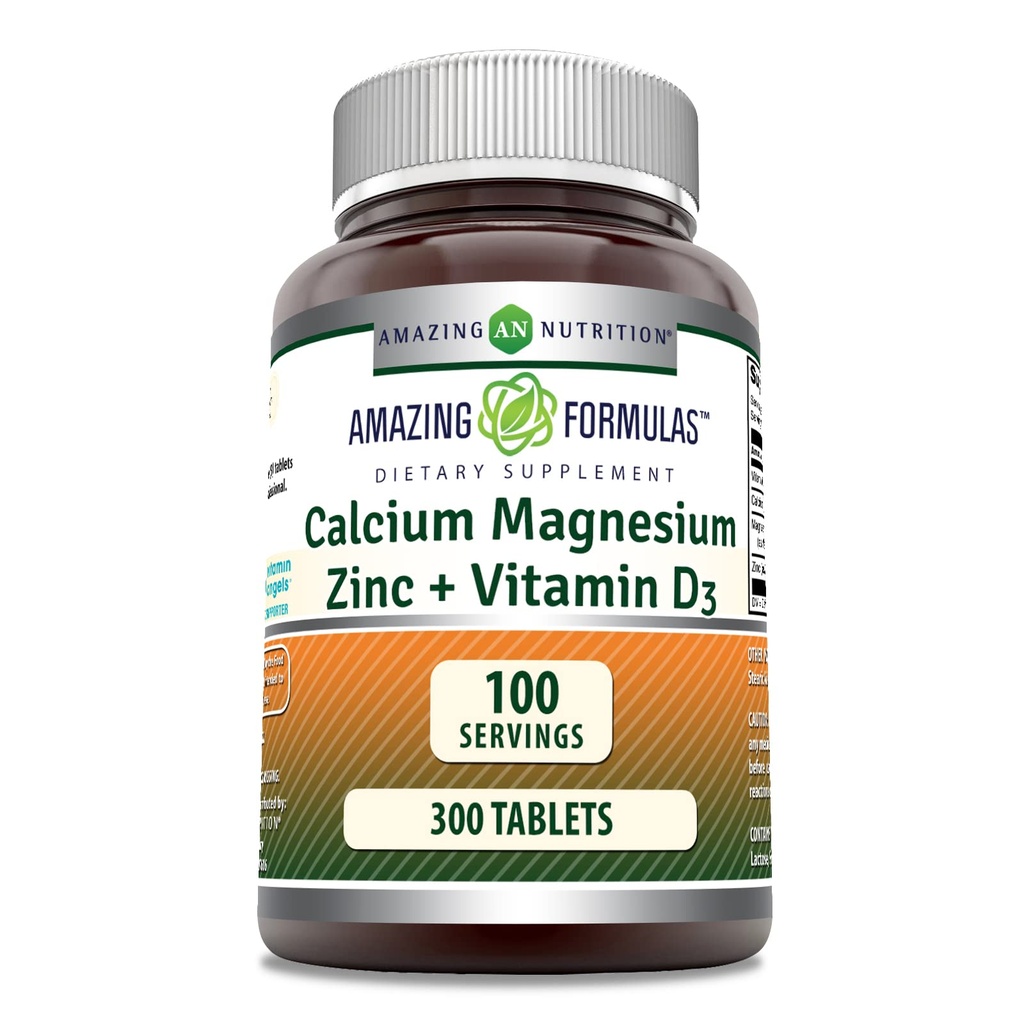 Neverjetne formule Kalcij Magnezijev cink D3 - 300 tablet na steklenico dodatek (kalij 1000mg - magnezij 400mg - cink 25mg Plus vitamin D3 600 i.e. - na obrok 3 tablet)