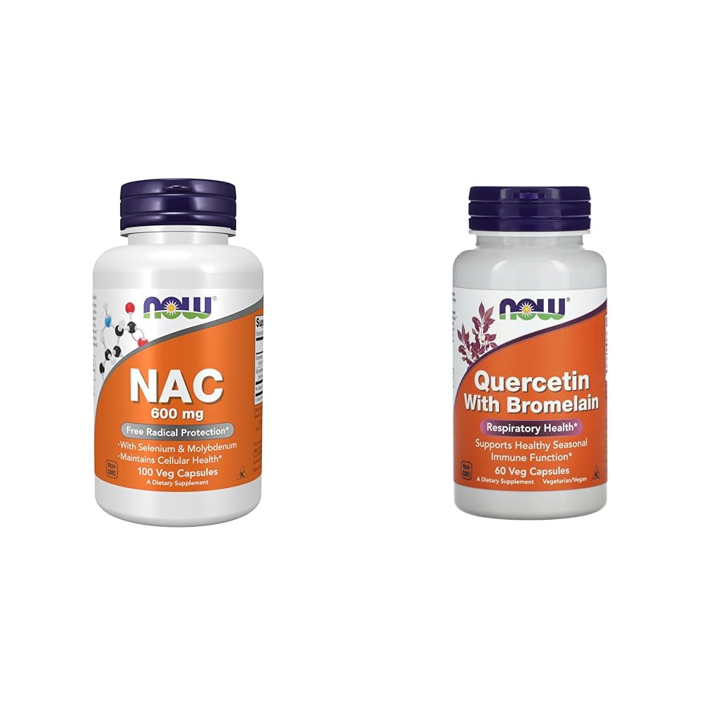 Zdaj dopolnila, NAC (N-Acetil Cysteine) 600 mg s Selenom & Molibdenom, 100 Veg kapsul in zdaj Quercetin z Bromelainom - 60 Veg kapsul