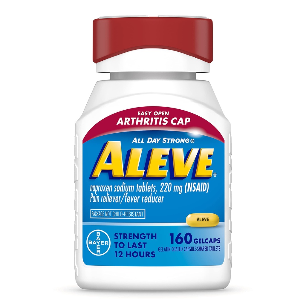 Aleve Gelcaps z enostavno odprtim Artritis Cap, Naproxen natrij, Zdravila za artritis bolečine, 160 Count