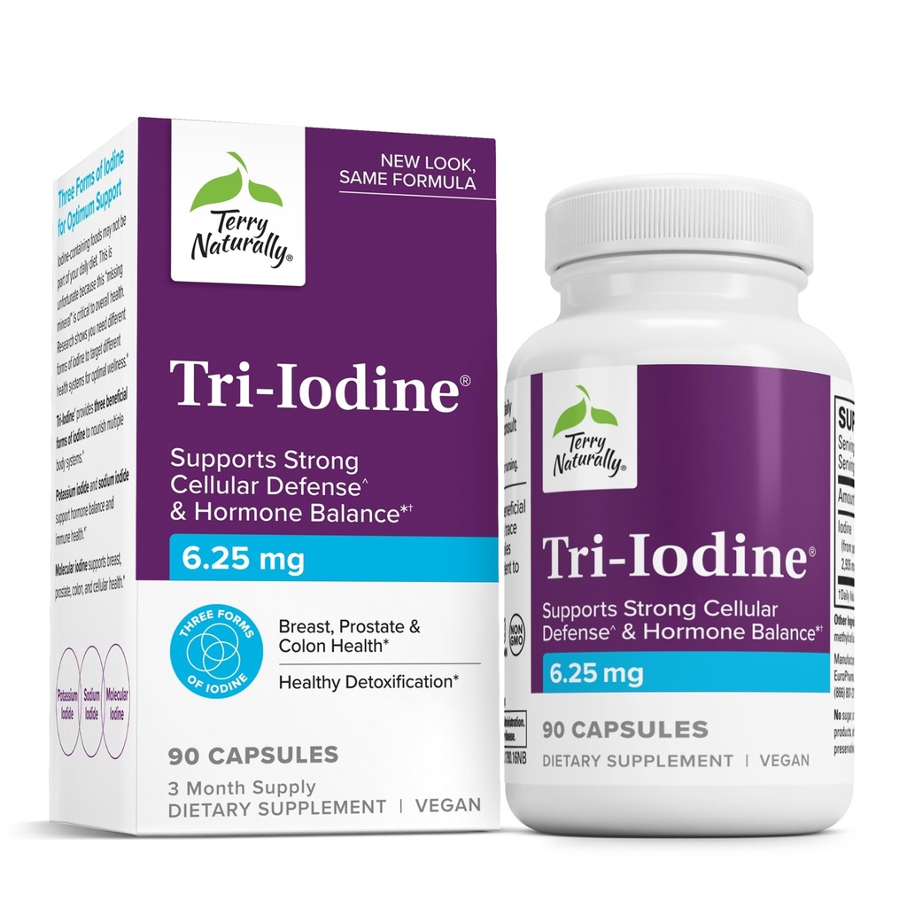 Terry Seveda Tri-Iodine - Podpora za zdravje ščitnice - Aids Hormone Balance z molekularnim jodom iz Kelpa - Lastnosti Kalijev jodid in natrijev jodid - Brain & Energy Support - 6,25mg, 90 kapsul