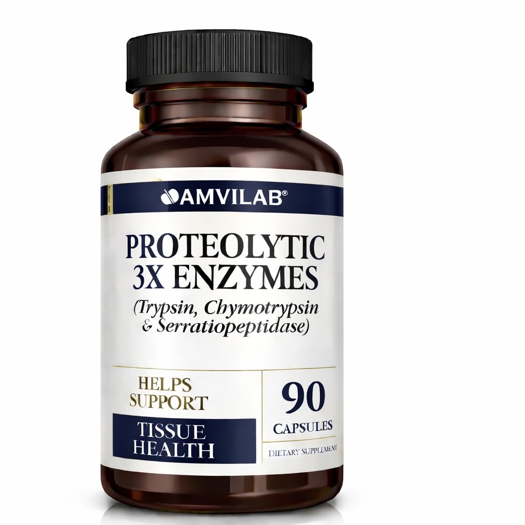 Proteolitični encimi 3X - Trypsin, Chymotrypsin & Serrapeptidaze - zmanjša edem in draženje zaradi poškodb tkiva - podpira dobro počutje in okrevanje telesa - prehranska dopolnila - 90 kapsul