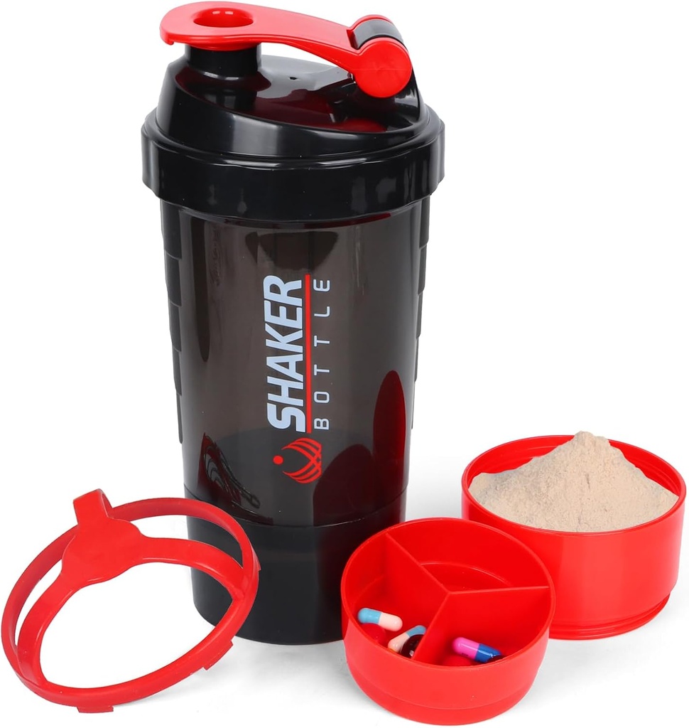 XTK Shaker steklenica 16OZ Protein Shaker steklenice z Mix Ball Prenosne športne steklenica za vodo Puho GYM pokal za proteine Mixes s shranjevanjem in tablete Organizator, Idealno za pred vadbo,BPA brezplačno (rdeče)