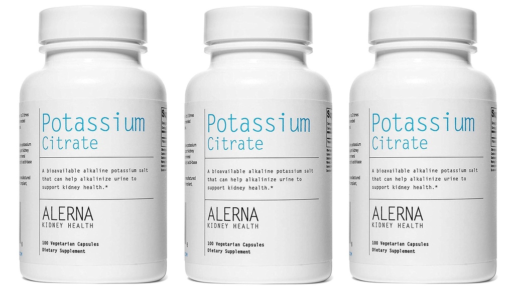 Kalijev citrat 99 mg - Podpira elektrolitsko ravnovesje in normalno pH - Eterična mineralna ledvična kamen podpora - 100 Vegetarijanske kapsule (Pack of 3)