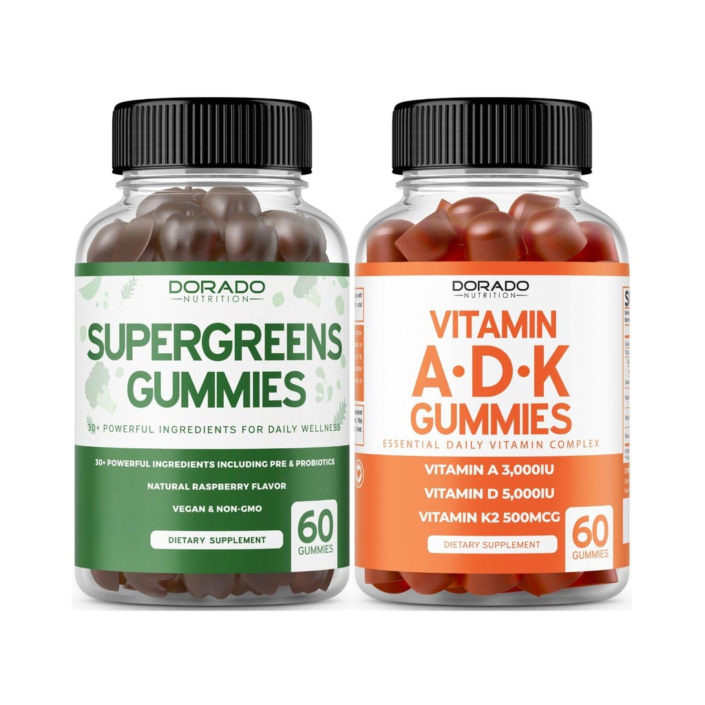 Superzeleni Gumies (60 Gummies) Zeleni dodatki z 8 Sestavina Power Mešanica - Superhrana za imuniteto za odrasle in ADK (60 Count) z D & K - 10 Veganski dodatek - Non GSO & ZDA Made