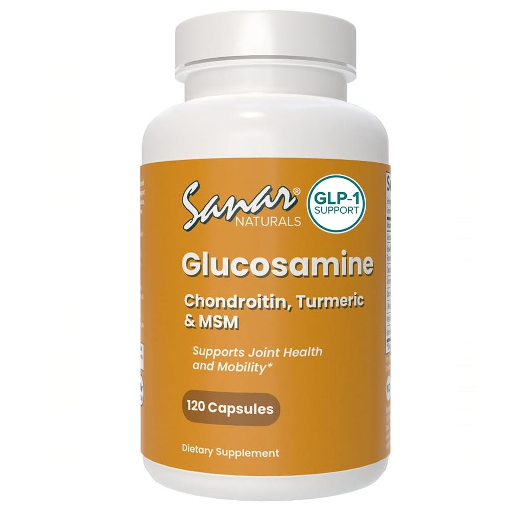 Sanar Naturals Glucosamine Chondroitin MSM Turmeric - Skupna podpora dopolnilo za kolena, hrbet, roke in telo - ne-GMO, Gluten brezplačno, 120 Kapsule