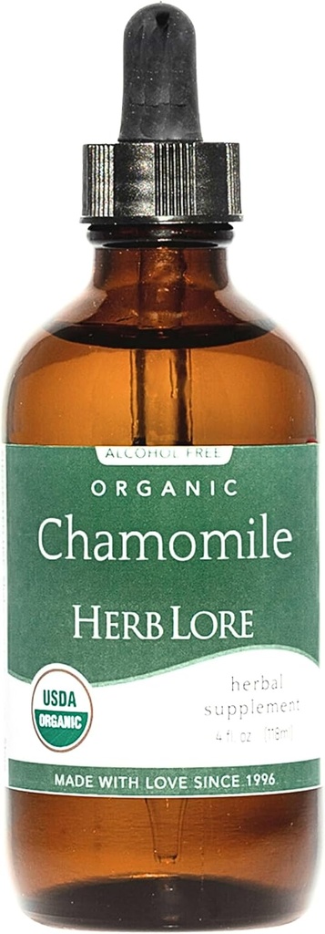 Herb Lore Organic Kamilica Tinkture - Tekoči kamilice kapljice za dojenčke in odrasle - Melatonin-free spanja dodatek (4 fl oz)