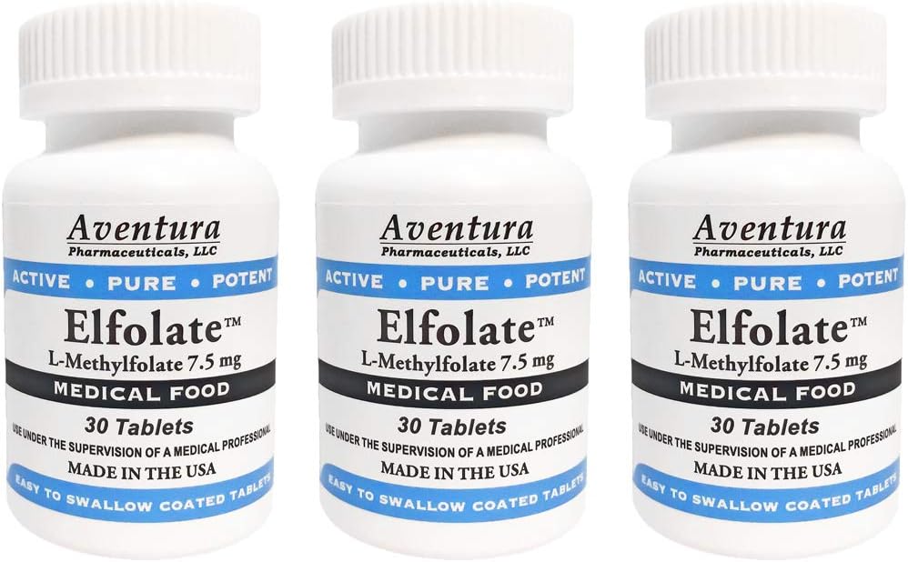 ELFOLATE® 7. 5mg 3 Pakiranje L- metilfolata metilfolata Medicinska hrana dodatek Profesionalna moč Active Pure Potent 30 tablete