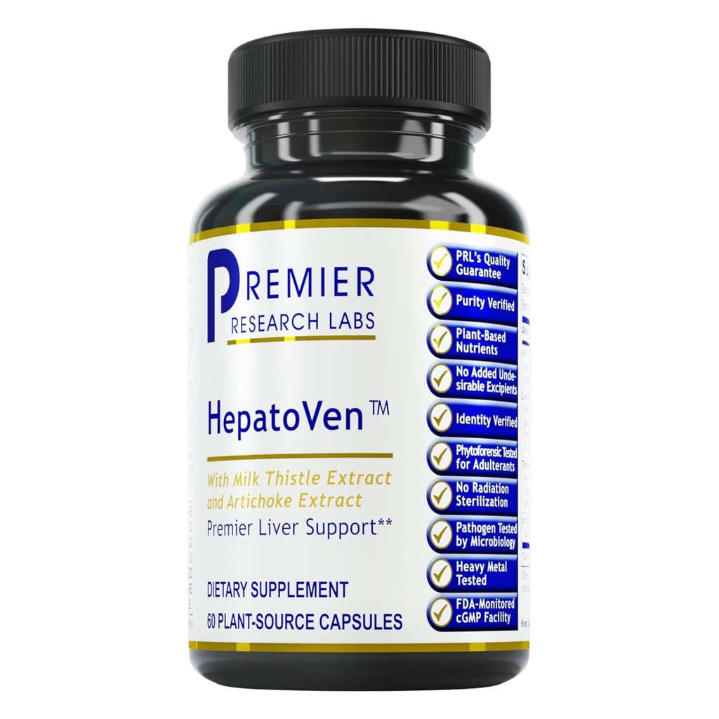 Premier Research Labs HepatoVen - Milk Thistle Liver Support, Liver Cleanse & Maintain, Liver Pills, Liver Vitamins for Women & Men with Artichoke Extract - 60 Vegetarian Capsules