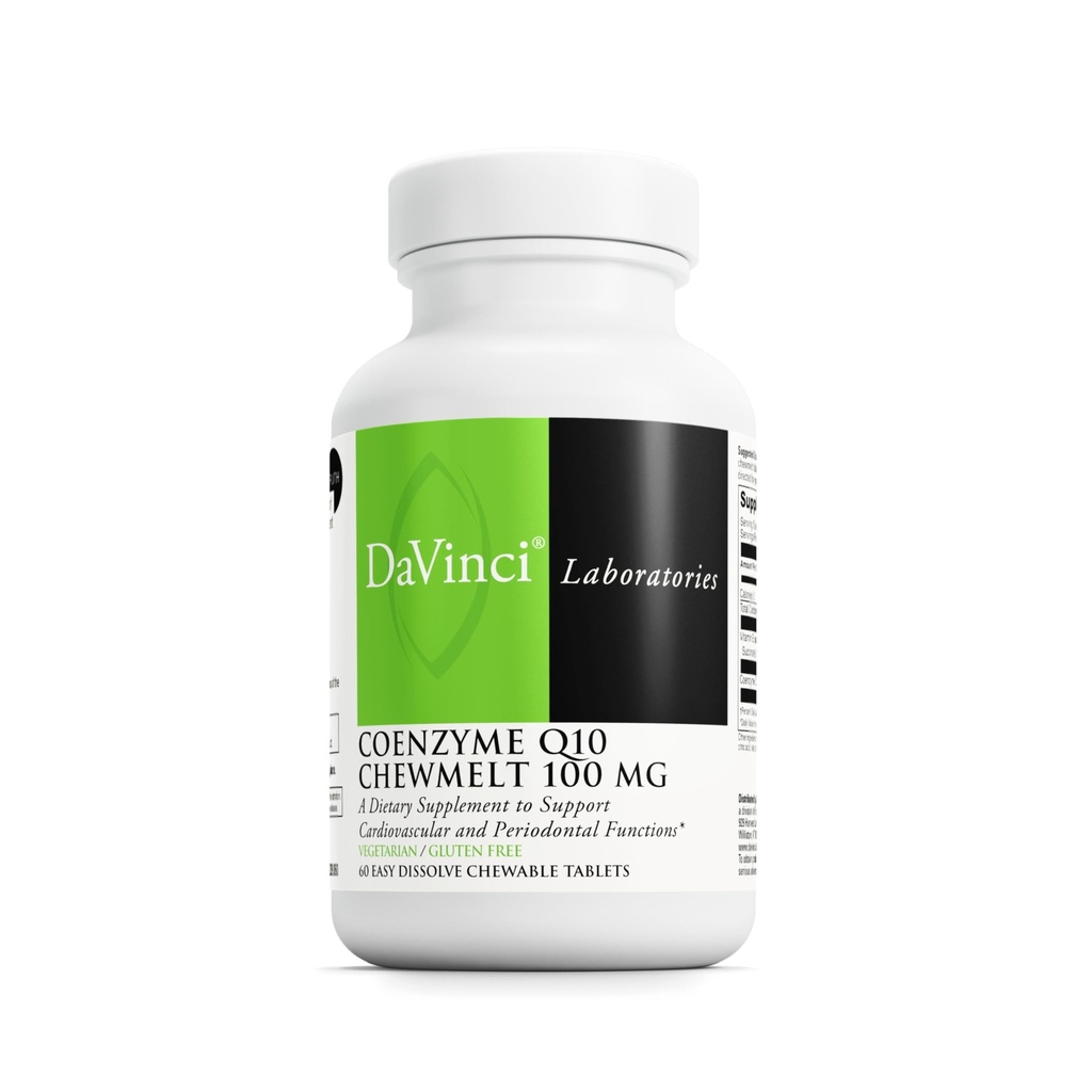 DAVINCI Labs Koencim Q10 Chewmelt 100mg - Podpira jetra, možgane, zdravje srca in več z vitaminom E & CoQ10* - 60 žvečljive tablete