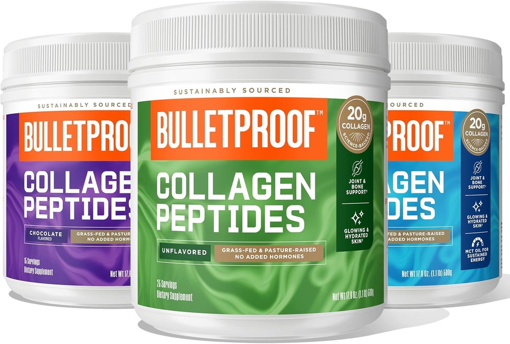 Neprebojni Kolagenski peptidi 18g Proteini, 17.6 Ozokolatni kolagen Peptidi z MCT oljem, 19g Beljakovine, 17.6 Ož.Vanilja Kolagen Peptidi z MCT oljem, 19g Beljakovine, 17.6 Oz