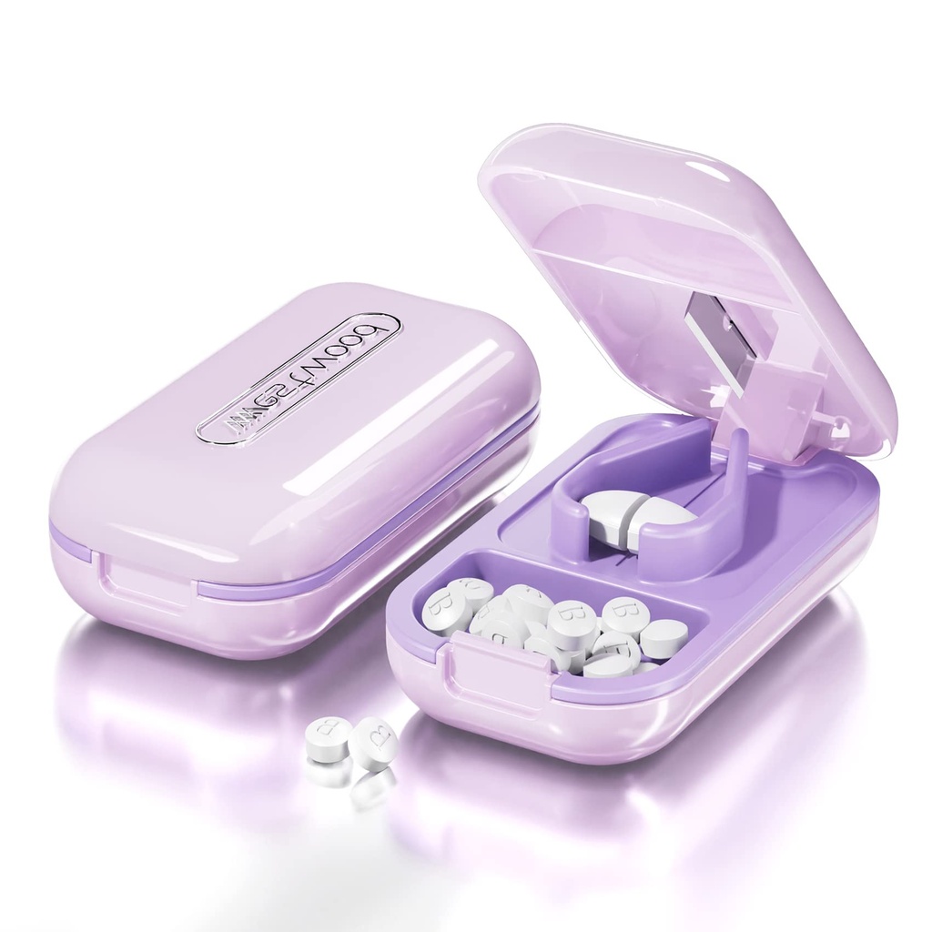 DUBSTAR majhne tablete Cutter, tabletke Cutter za majhne in majhne tablete, prenosne lepe tablete cutters za velike tablete, cuts vitamini tablete za Purse Pocket (Pill Cutter, Purple)