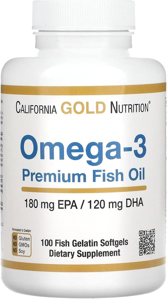 California Gold Nutrition Omega-3 Premium ribje olje, koncentrirana Formula z EPA & DHA, Podpora za Optimal Lipid Profile & Immune System, Gluten Free, Non-GMO, 100 Fish Želatina Softgels