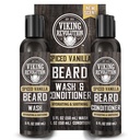 Viking Revolution Beard Wash and Beard conditioner za moške z arganovim oljem in jojoba olje - Beard Mehčalec in okrepčevalnik brad nega brad Šampon in balzam z Brada olje (5oz, Spiced Vanilla)