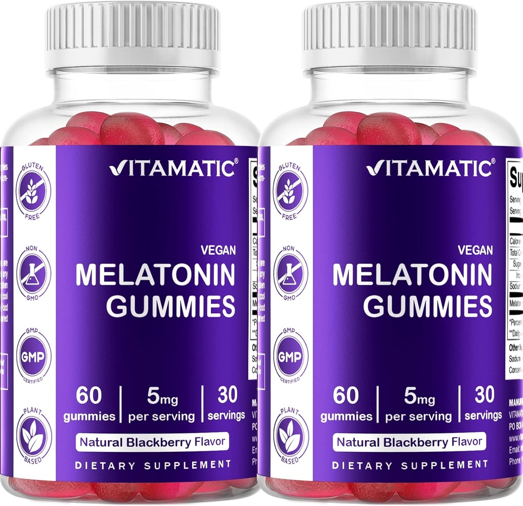 Vitamatski melatoninski gumi - (2, 5 mg 5 mg in 10 mg odmerki) - 60 vsak - (paket po 2)