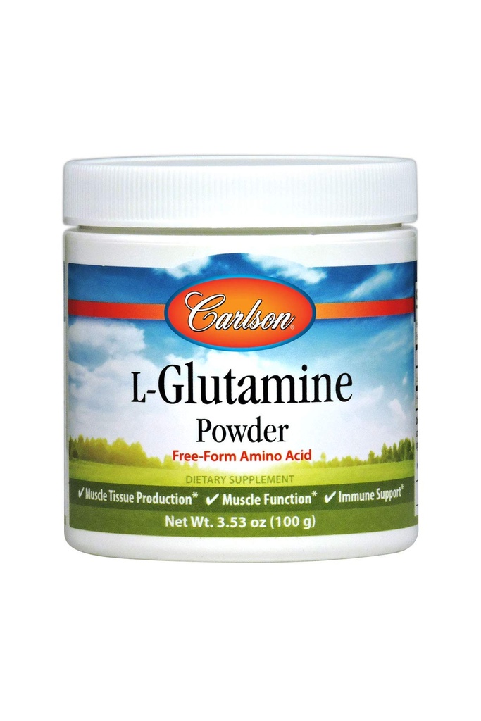 Carlson - L-glutamin prašek, proste form aminokisline, 3 g, proizvodnja in funkcija mišičnega tkiva, imunska podpora, 3,53 oz (100 g)