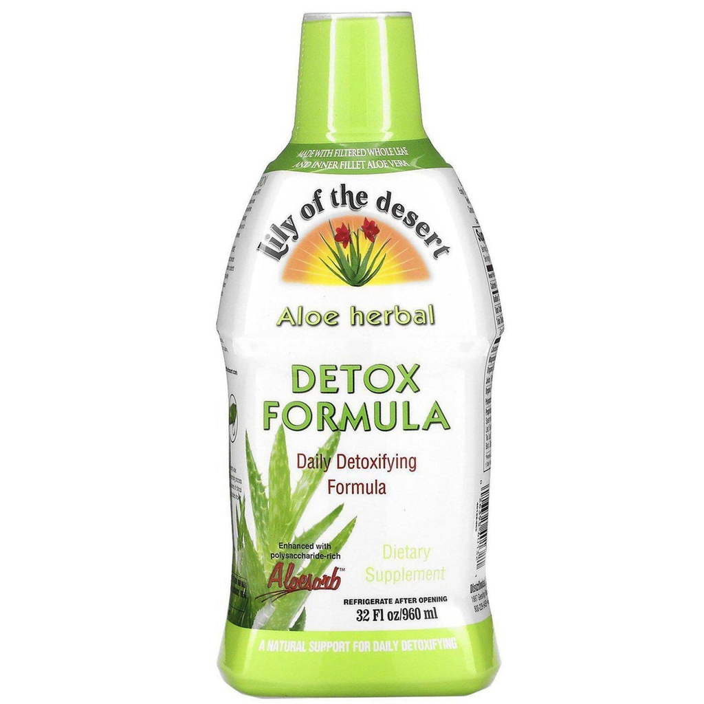 Lily of the Desert Aloe Vera Herbal Detox Formula - Aloe Vera Juice z mlekom Thistle, Slippery Elm, Burdock Root, Dandelion Root, in Echinacea za Gut Health, Jetra podporo in Wellness, 32 Oz