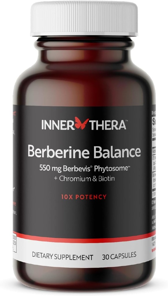 Berberine, 550 mg Patented Berbevis Berberine Phytosome Plus Biotin in Chromium, Izboljšana absorpcija, Gluten-free, Vegan, 30 Veggie Caps
