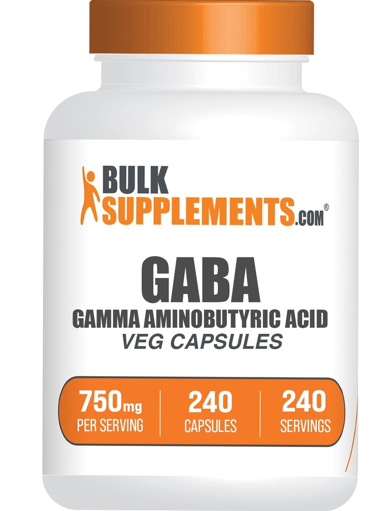 BulkSupplements.com Gama Aminomaslena kislina Kapsule - GABA Supplement, GABA 750mg - Vegan & Gluten Free, 1 kapsula na serviranje, 240 Število (Pack po 1)