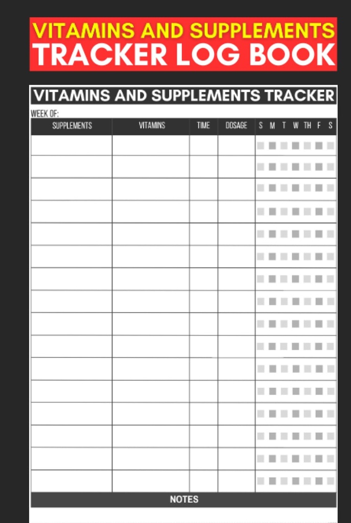 Vitamini in dodatki Tracker Log Book: Cute Record Book Darilo za medicinske sestre, skrbniki in varuhi za sledenje dodatkov in vitaminov v prevzem