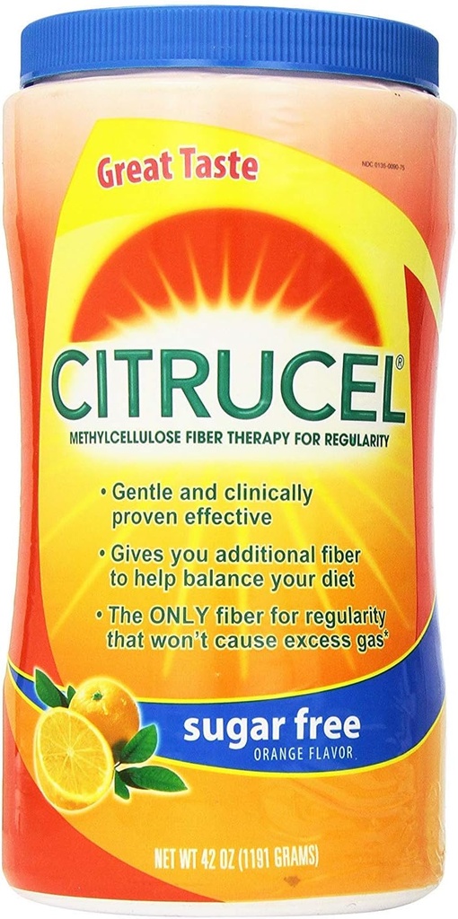 Citrucel metilceluloza Fiber terapija za regularnost s sladkorjem brez smartFiber/oranžna aroma 42Oz (1191g), pakiranje po 2