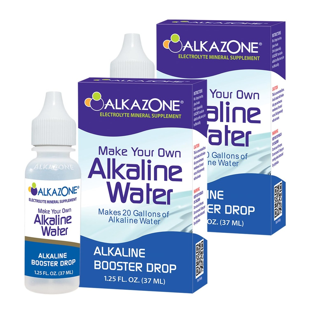 ALKAZONE Naredite svojo lastno alkalno vodo - Alkaline Booster spust 1,25 oz (2 pakiranji)