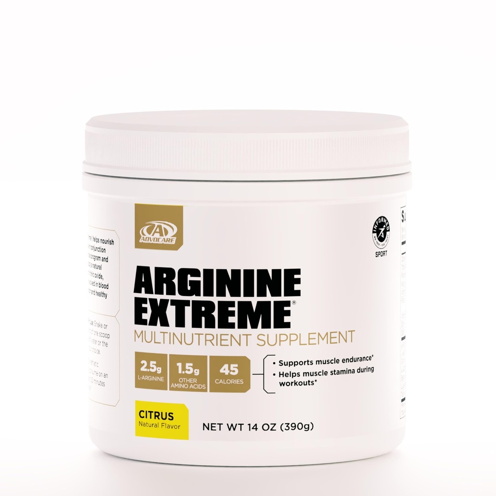 AdvoCare Arginin Extreme Multinutrient dodatek - Predworkout Aminokisline dodatek - Podpira Stamina & vzdržljivost* - Vključuje vitamin B-12, L-Arginin & več - Citrus, 14 oz