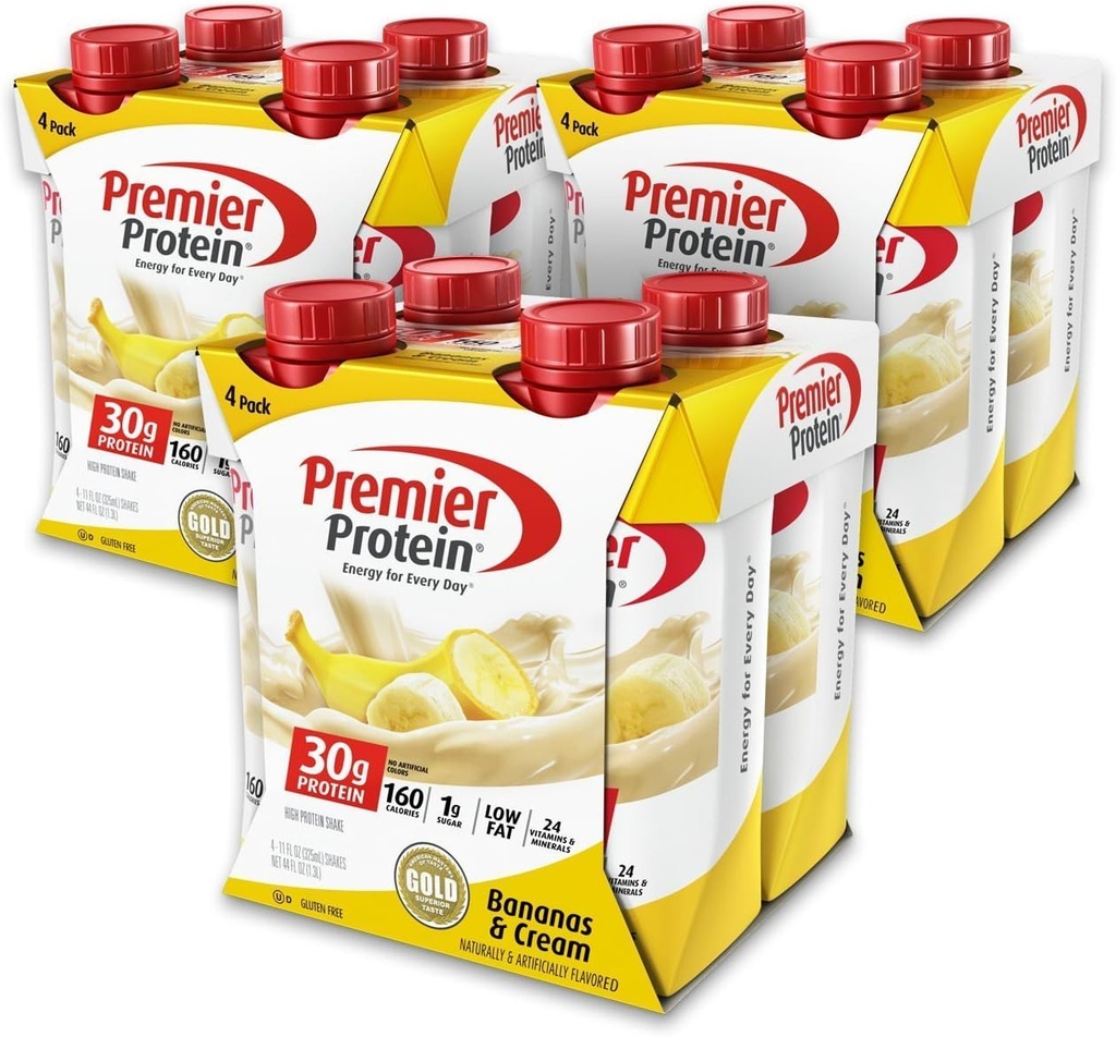 Premier Protein iiEjNj 30g Protein Shake, 11 fl oz steklenička, Banana 12 Število (2 pakiranji)