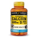 MASON naravni kalcij 600 mg z vitaminom D3, 100 dnevna ponudba, podpira zdrave kosti in normalno delovanje mišic, kava Mocha aroma, 100 žvečljivi