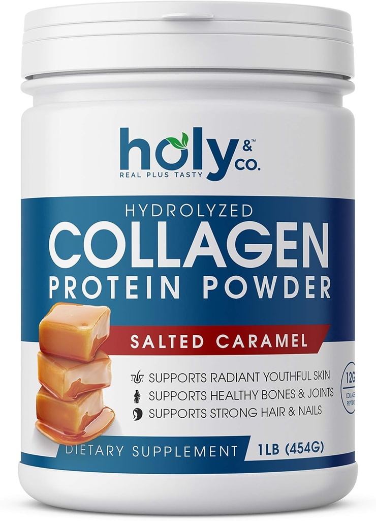 Sveto in Co. Kolagen Peptides Protein Powder za moške in ženske - Non-GMO, Keto/Paleo prijazno, Kosher & Gluten Free - soljena karamela 16oz (1LB)