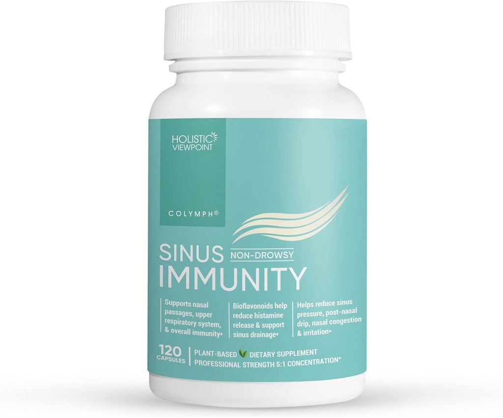 CoLymph® Sinus Immuniteta: Zeliščni dodatek s Quercetin, Bromelain, Berberine, Nettle, naravna podpora za prebavne motnje, pritisk in draženje, sezonska nazalna in imunske oskrbe, 120 veganskih kapsul