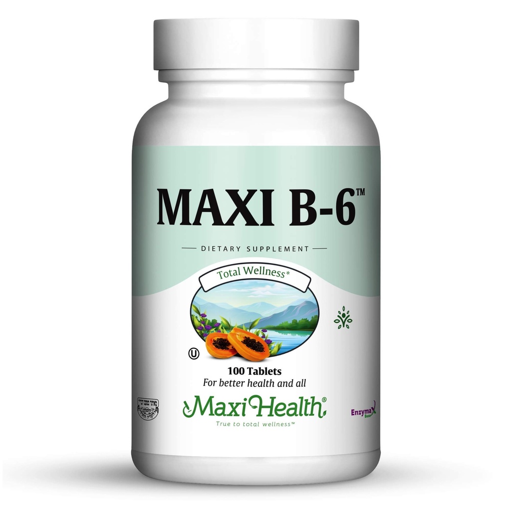 Maxi Health B-6 - vitamin B6-100 mg Kardiovaskularno zdravje - 100 tablet - Košir (100 tablet, pakiranje po 2)