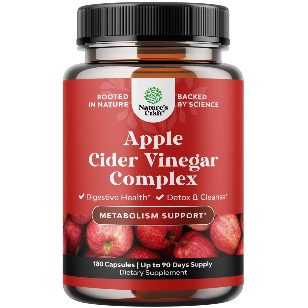 Čiščenje Apple Cider Vinegar Kapsule - ACV Deep Clease in Detox tablete za črevo in prebavljivo zdravje s Slimming Cayenne - ekstra moč ACV za čiščenje lakote in popolno telo Detox 180