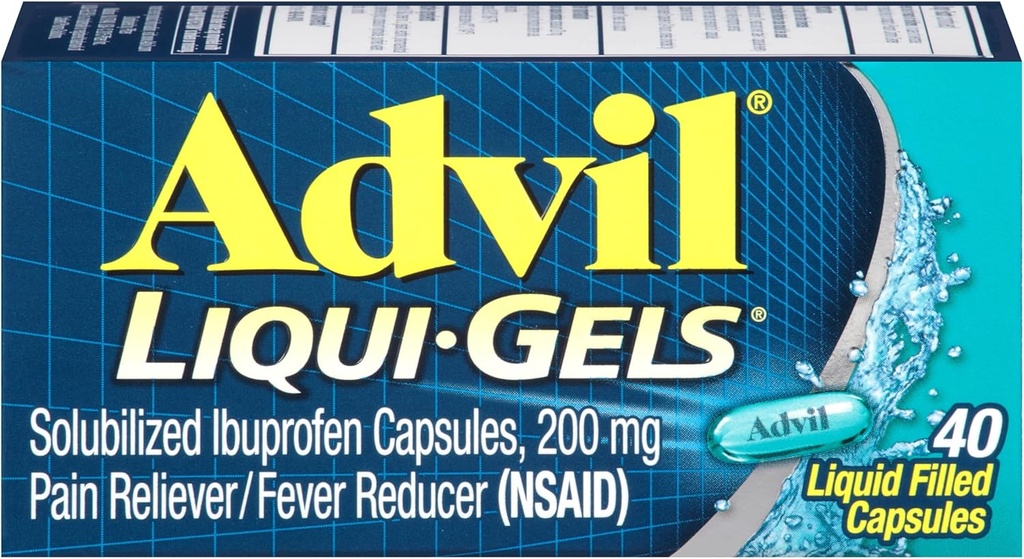 Advil Liqui-Gels Bolečina Reliever in znižanje telesne temperature, Pain Medicine za odrasle z Ibuprofen 200mg Za glavobol, Backache, Menstrualne bolečine in lajšanje bolečine v sklepih - 40 Tekoči zapolnjene kapsule