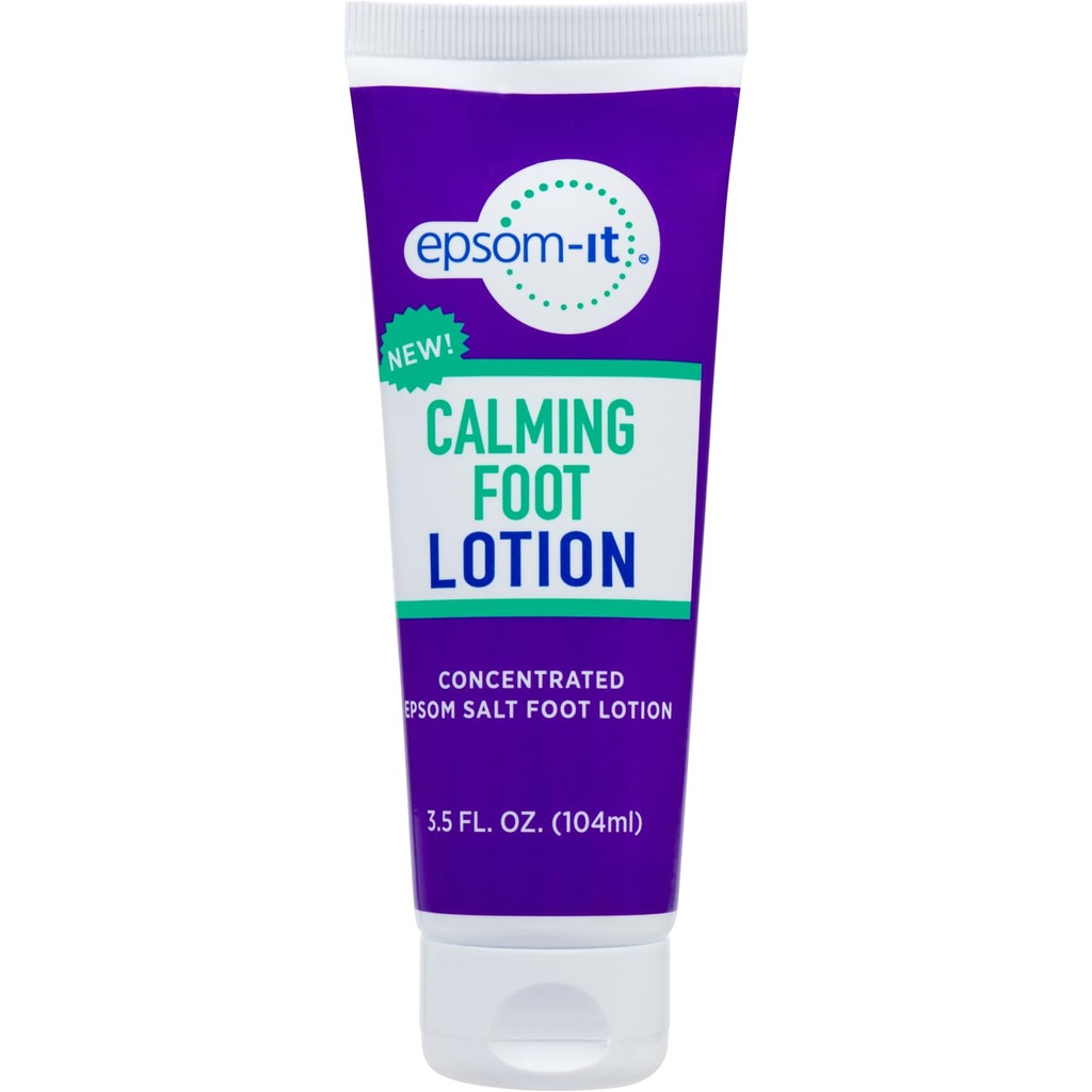 Epsom-It Umirjanje stopala losjon - Topical Magnezij krema za utrujene noge in gležnje, Epsom sol Magnezijev sulfat Rub z urea, Mehko trde kože in razpokan pete, Stiffness v nogah, kolena in noge, 3,5oz